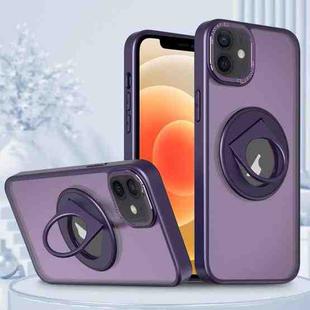 For iPhone 12 / 12 Pro Rotating Ring Magnetic Holder Phone Case(Purple)