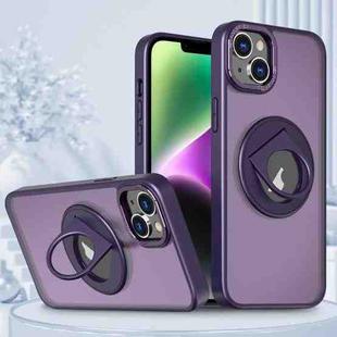 For iPhone 14 Rotating Ring Magnetic Holder Phone Case(Purple)