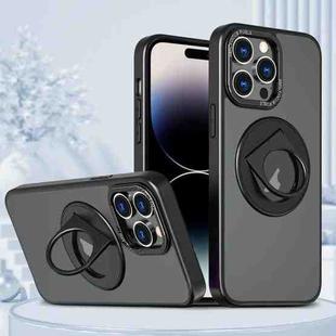 For iPhone 14 Pro Max Rotating Ring Magnetic Holder Phone Case(Black)
