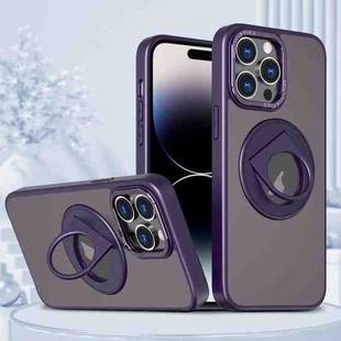 For iPhone 14 Pro Max Rotating Ring Magnetic Holder Phone Case(Purple)