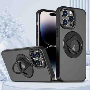 For iPhone 15 Pro Rotating Ring Magnetic Holder Phone Case(Black)