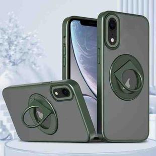 For iPhone XR Rotating Ring Magnetic Holder Phone Case(Green)