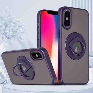 For iPhone XS / X Rotating Ring Magnetic Holder Phone Case(Purple)