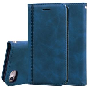 For iPhone SE 2022 / SE 2020 /  8 / 7 Frosted Business Magnetic Horizontal Flip PU Leather Case with Holder & Card Slot & Lanyard(Blue)