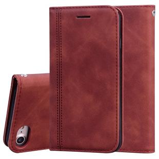 For iPhone SE 2022 / SE 2020 /  8 / 7 Frosted Business Magnetic Horizontal Flip PU Leather Case with Holder & Card Slot & Lanyard(Brown)