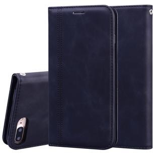 For iPhone 8 Plus & 7 Plus Frosted Business Magnetic Horizontal Flip PU Leather Case with Holder & Card Slot & Lanyard(Black)