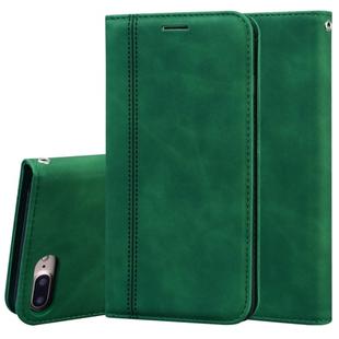 For iPhone 8 Plus & 7 Plus Frosted Business Magnetic Horizontal Flip PU Leather Case with Holder & Card Slot & Lanyard(Green)