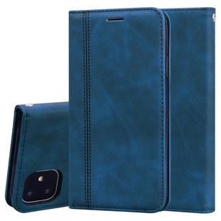 For iPhone 11 Frosted Business Magnetic Horizontal Flip PU Leather Case with Holder & Card Slot & Lanyard(Blue)