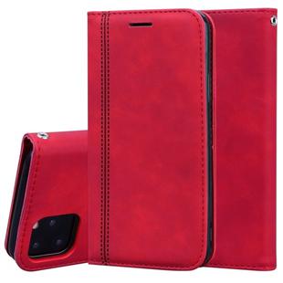 For iPhone 11 Pro Max Frosted Business Magnetic Horizontal Flip PU Leather Case with Holder & Card Slot & Lanyard(Red)