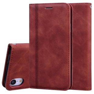 For iPhone XR Frosted Business Magnetic Horizontal Flip PU Leather Case with Holder & Card Slot & Lanyard(Brown)