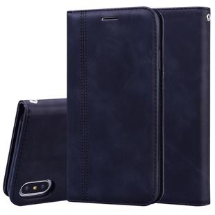 For iPhone XS Max Frosted Business Magnetic Horizontal Flip PU Leather Case with Holder & Card Slot & Lanyard(Black)