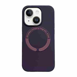For iPhone 15 Plus Magsafe Magnetic Silicone Phone Case(Dark Purple)