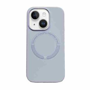 For iPhone 15 Magsafe Magnetic Silicone Phone Case(Light Purple)