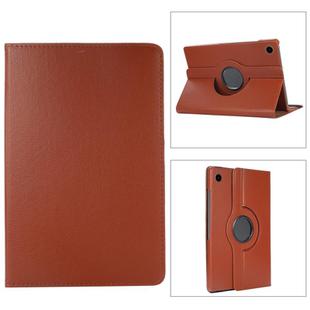 For Samsung Galaxy Tab A9+ 360 Degrees Rotation Holder Litchi Texture Leather Tablet Case(Brown)