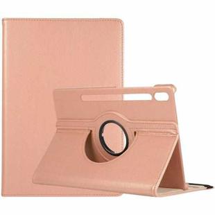 For Samsung Galaxy Tab S10 FE+ Litchi Texture 360 Degrees Rotation Holder Leather Tablet Case(Rose Gold)