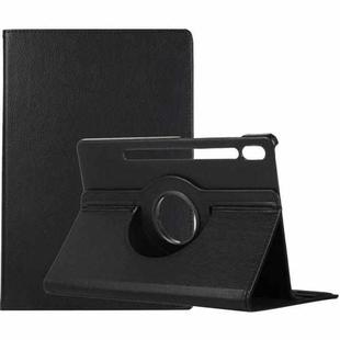 For Samsung Galaxy Tab S10 FE+ Litchi Texture 360 Degrees Rotation Holder Leather Tablet Case(Black)