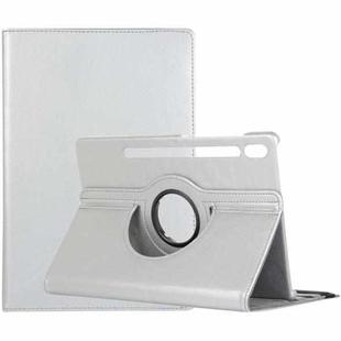 For Samsung Galaxy Tab S10 FE+ Litchi Texture 360 Degrees Rotation Holder Leather Tablet Case(Silver)