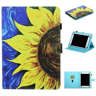 For 8 inch Universal Tablet Colored Drawing Stitching Horizontal Flip Leather Case with Holder & Card Slots & Anti-skid strip(Sunflower)