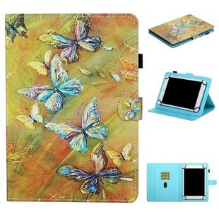For 10 inch Universal Tablet Colored Drawing Stitching Horizontal Flip Leather Case with Holder & Card Slots & Anti-skid strip(Butterfly)