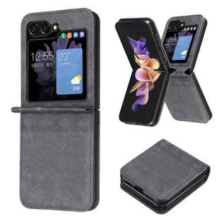 For Samsung Galaxy Z Flip5 Plaid Embossed Leather Phone Case(Black)