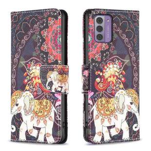 For Nokia G42/G310 Colored Drawing Leather Phone Case(Flowers Elephant)