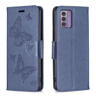 For Nokia G42/G310 Embossing Two Butterflies Pattern Horizontal Flip PU Leather Case(Dark Blue)