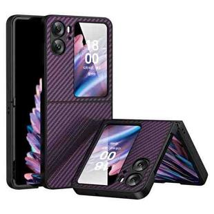 For OPPO Find N2 Flip Integrated Composite Carbon Fiber Pattern Phone Case(Purple)