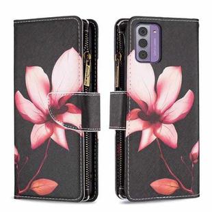 For Nokia G42/G310 Colored Drawing Pattern Zipper Leather Phone Case(Lotus)