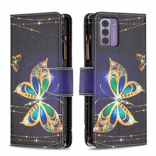 For Nokia G42/G310 Colored Drawing Pattern Zipper Leather Phone Case(Big Butterfly)
