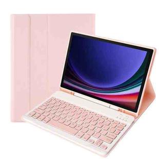 For Samsung Galaxy Tab S9 A710B Candy Color TPU Bluetooth Keyboard Leather Tablet Case with Pen Holder(Pink)