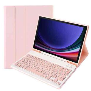For Samsung Galaxy Tab S9 FE A710B Candy Color TPU Bluetooth Keyboard Leather Tablet Case with Pen Holder(Pink)