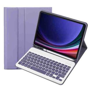 For Samsung Galaxy Tab S9 FE A710B Candy Color TPU Bluetooth Keyboard Leather Tablet Case with Pen Holder(Purple)