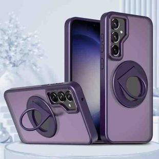 For Samsung Galaxy S23 5G Rotating Ring Magnetic Holder Phone Case(Purple)