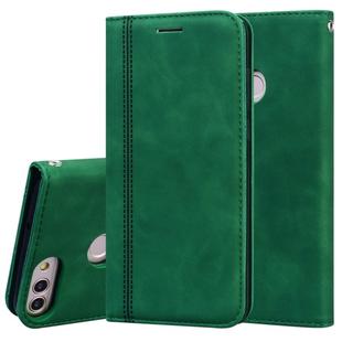 For Huawei P Smart / Enjoy 7S Frosted Business Magnetic Horizontal Flip PU Leather Case with Holder & Card Slot & Lanyard(Green)