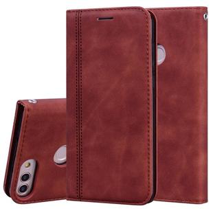 For Huawei P Smart / Enjoy 7S Frosted Business Magnetic Horizontal Flip PU Leather Case with Holder & Card Slot & Lanyard(Brown)