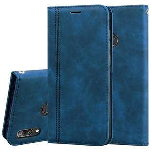 For Huawei Y7 Prime (2019) Frosted Business Magnetic Horizontal Flip PU Leather Case with Holder & Card Slot & Lanyard(Blue)