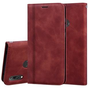 For Huawei Y7 Prime (2019) Frosted Business Magnetic Horizontal Flip PU Leather Case with Holder & Card Slot & Lanyard(Brown)