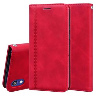 For Huawei Y5 (2019) / Honor 8S Frosted Business Magnetic Horizontal Flip PU Leather Case with Holder & Card Slot & Lanyard(Red)