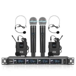 XTUGA A140-HB Wireless Microphone System 4 Channel Handheld Lavalier Headset Microphone(US Plug)