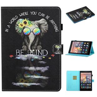 For kindle Paperwhite 4 / 3 / 2 / 1 Colored Drawing Stitching Horizontal Flip Leather Case with Holder & Card Slots & Sleep / Wake-up Function(Glasses Icon)