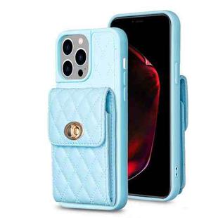 For iPhone 15 Pro Max Vertical Wallet Rhombic Leather Phone Case(Blue)