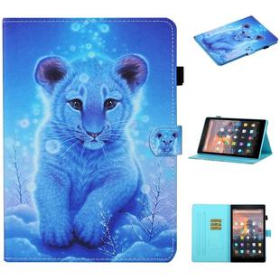 For Kindle Fire HD7 2015 / 2017 / 2019 Colored Drawing Stitching Horizontal Flip Leather Case with Holder & Card Slots & Anti-skid strip(Little Tiger)