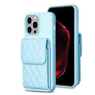 For iPhone 15 Pro Vertical Wallet Rhombic Leather Phone Case(Blue)