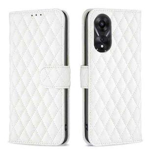 For OPPO A78 5G Diamond Lattice Wallet Flip Leather Phone Case(White)