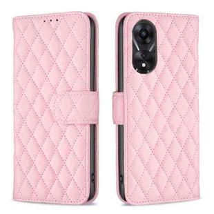 For OPPO A78 5G Diamond Lattice Wallet Flip Leather Phone Case(Pink)