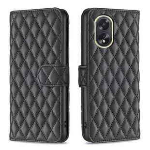 For OPPO A38 4G Diamond Lattice Wallet Flip Leather Phone Case(Black)