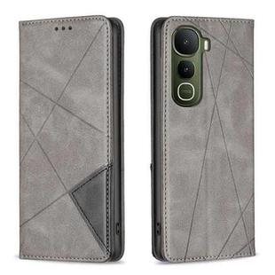 For vivo Y400 5G Global Rhombus Texture Magnetic Leather Phone Case(Grey)