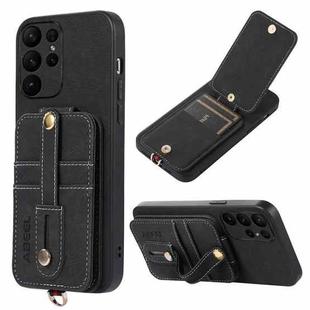 For Samsung Galaxy S23 Ultra 5G ABEEL Litchi Texture Card Bag PU Phone Case(Black)