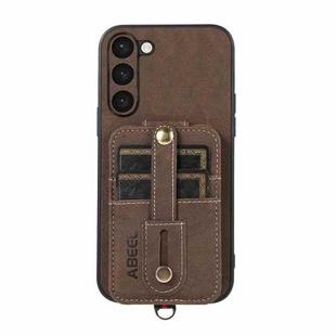 For Samsung Galaxy S23+ 5G ABEEL Litchi Texture Card Bag PU Phone Case(Khaki)