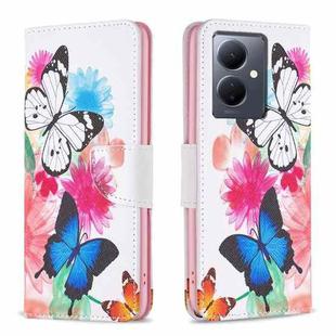 For vivo Y78 5G Colored Drawing Pattern Leather Phone Case(Butterflies)